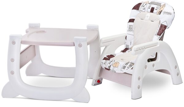 Scaun de masa transformabil HOMEE 2 in 1 Beige - imagine 3