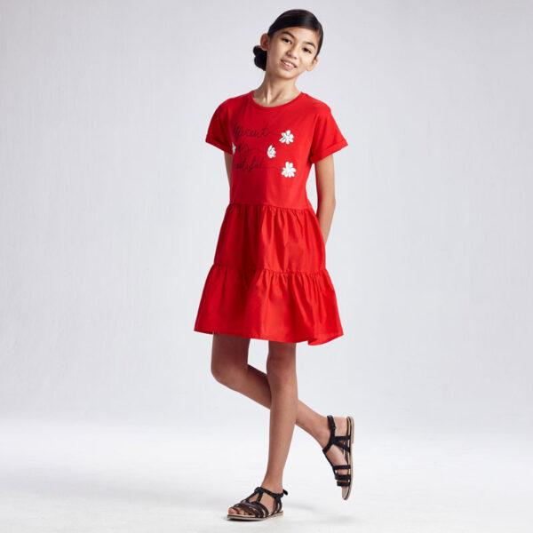 Rochie material combinat fata