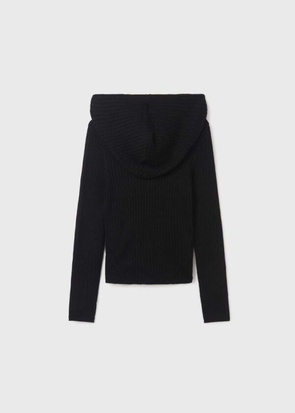 Cardigan tricot cu fermoar si gluga - imagine 3
