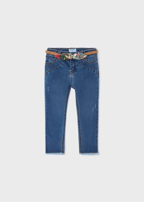 Pantaloni lungi din denim skinny curea - imagine 2