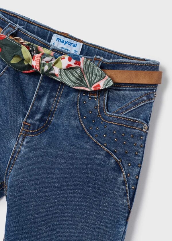 Pantaloni lungi din denim skinny curea - imagine 4