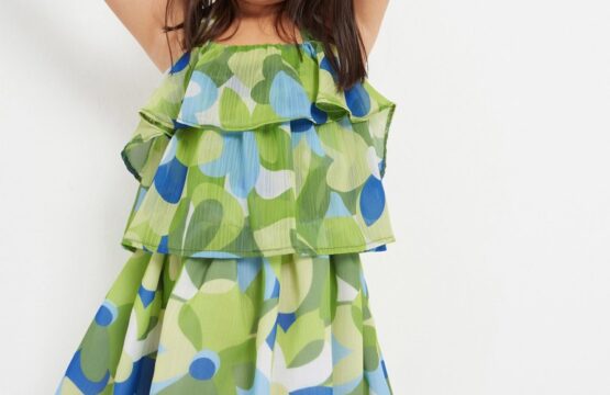 Rochie cu bretele imprimata din sifon
