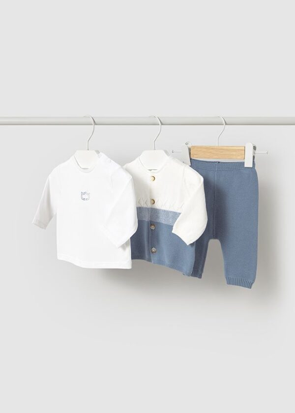 Set 3 piese tricot nou-nascut - imagine 2