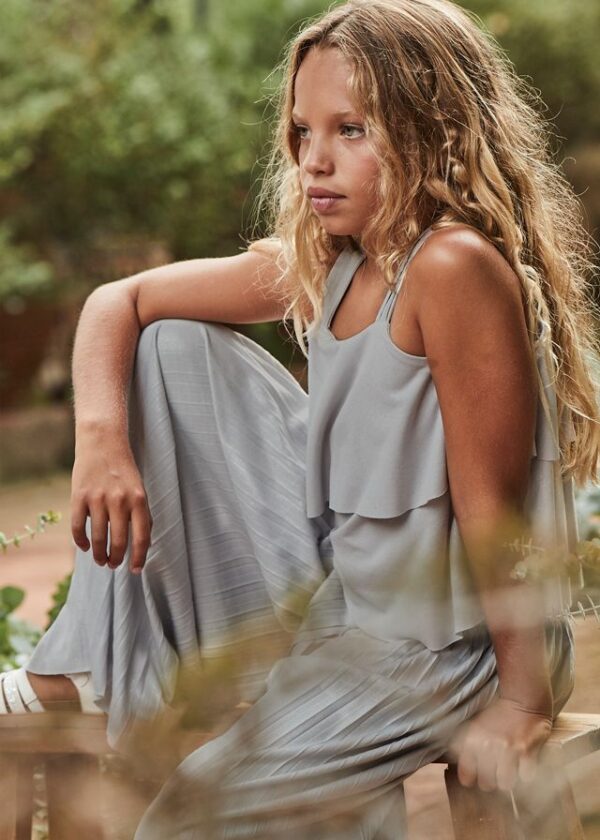 Set pantaloni lungi si top plisat fata - imagine 2