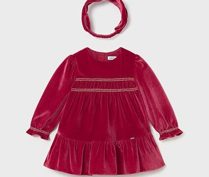 Rochie catifea cu bentita bebe