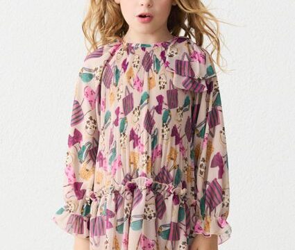 Rochie plisata cu imprimeu fetita