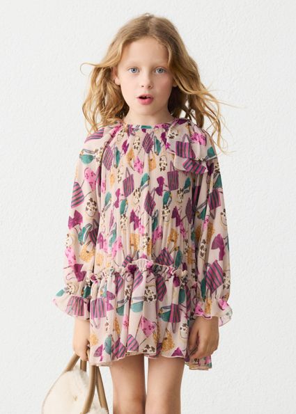 Rochie plisata cu imprimeu fetita