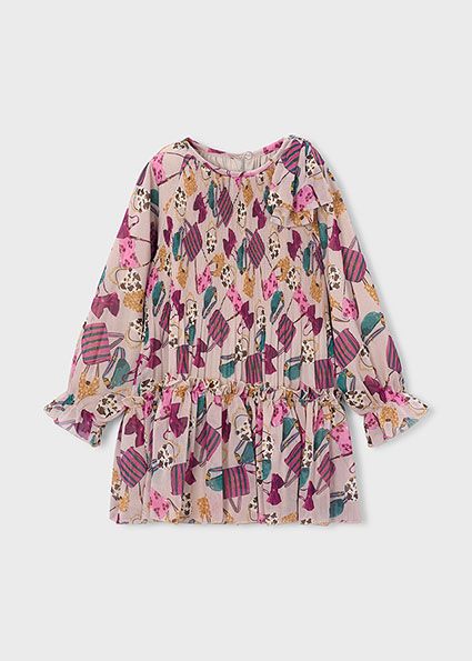 Rochie plisata cu imprimeu fetita - imagine 3