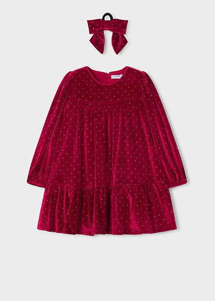 Rochie din catifea cu elastic de par fetita