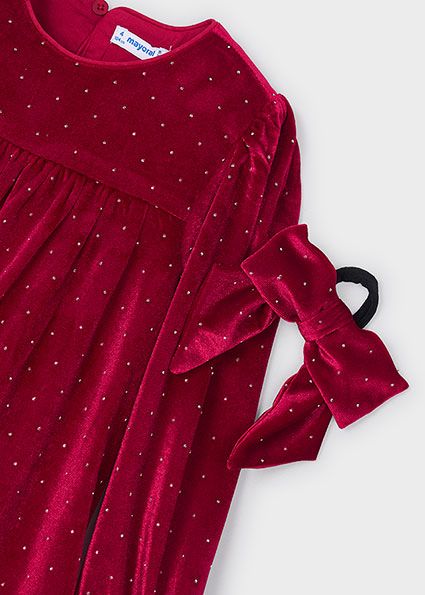 Rochie din catifea cu elastic de par fetita - imagine 3