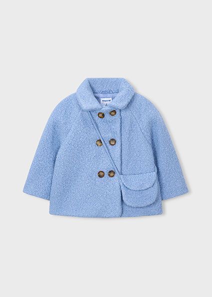 Palton material tip boucle cu geanta fetita - imagine 4