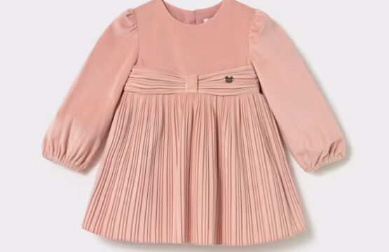 Rochie catifea cu pliuri bebe