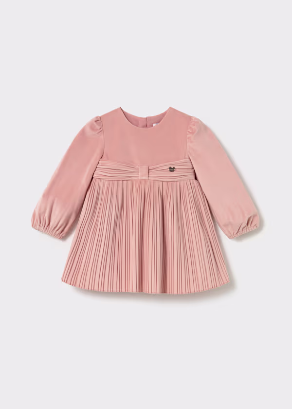 Rochie catifea cu pliuri bebe