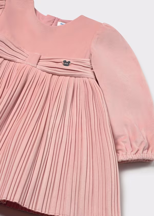 Rochie catifea cu pliuri bebe - imagine 2